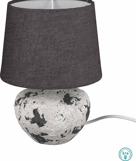 Trio Lighting Bay Ceramic Vintage Table Lamp for Socket E14 with Gray Shade and White Base