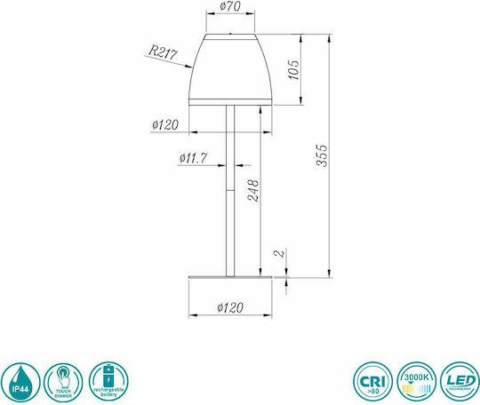 Trio Lighting Domingo Kunststoff Tischlampe LED mit Weiß Schirm und Schwarz Basis