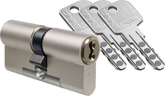 EVVA Κύλινδρος Κλειδαριάς Ασφαλείας Mcs 80mm (30-50) με 3 Κλειδιά Ασημί