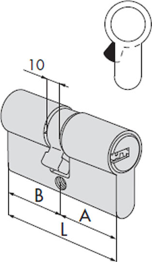 Domus Lock Cylinder Security Proton 40mm (30-10) with 5 Keys Silver