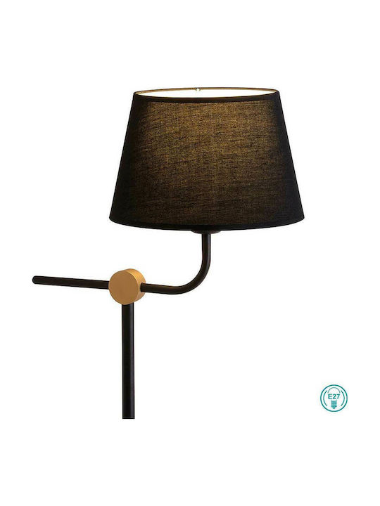 Viokef Metal Table Lamp for Socket E27 with Black Shade and Base