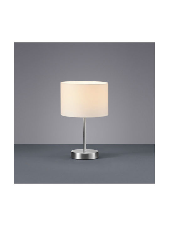 Trio Lighting Hotel Metal Table Lamp for Socket E14 with White Shade and Silver Base