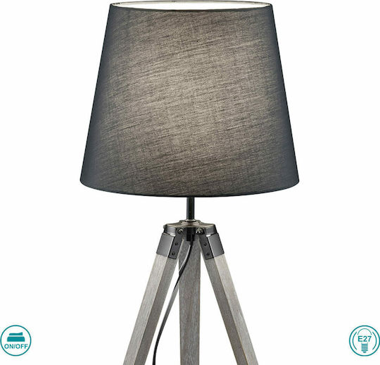 Trio Lighting Tripod Wood Table Lamp for Socket E27 with Gray Shade and Base