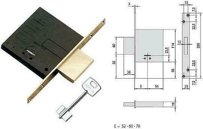 Cisa 57010.50 Recessed Lock Safe deposit box with Cylinder and Center 50mm Gold