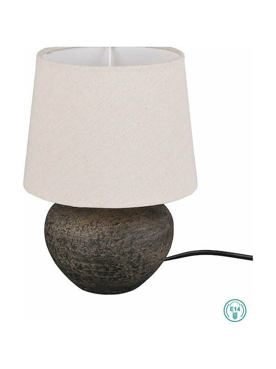 Trio Lighting Lou Ceramic Table Lamp for Socket E14 with Beige Shade and Brown Base