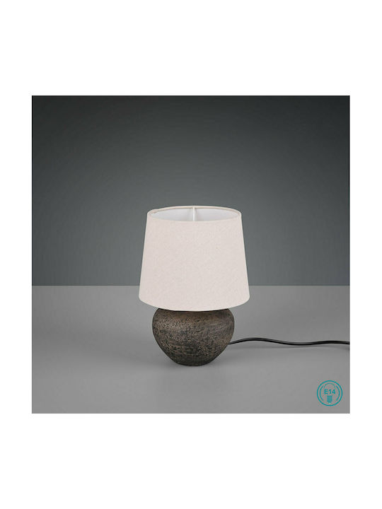 Trio Lighting Lou Ceramic Table Lamp for Socket E14 with Beige Shade and Brown Base