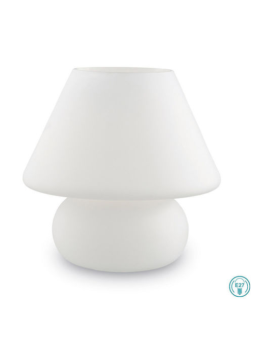 Ideal Lux Γυάλινο Πορτατίφ για Ντουί E27 με Λευκό Καπέλο και Βάση
