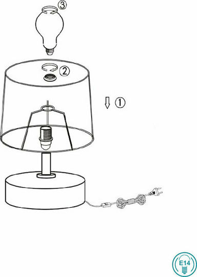 Trio Lighting Marie Κεραμικό Πορτατίφ για Ντουί E14 με Γκρι Καπέλο και Βάση