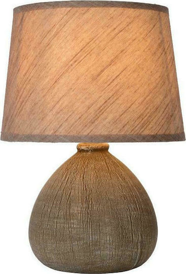 Lucide Lightning Ramzi Ceramic Table Lamp for E14 Fitting with Brown Shade and Base