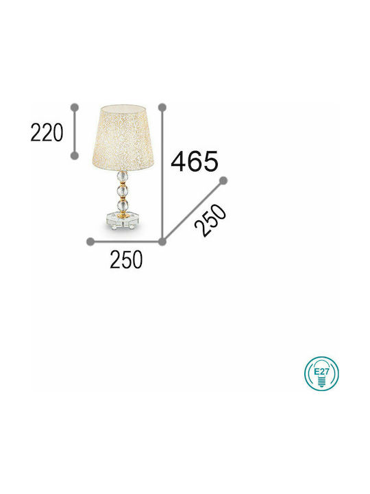Ideal Lux Metal Table Lamp for Socket E27 with Beige Shade and Silver Base