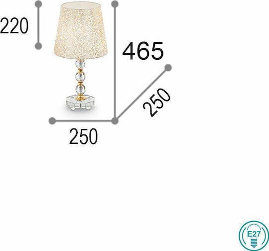 Ideal Lux Metal Table Lamp for Socket E27 with Beige Shade and Silver Base