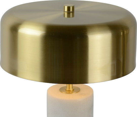 Lucide Lightning Mirasol Ceramic Table Lamp for Socket G4 with Gold Shade and White Base