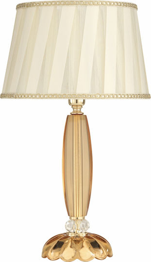 Ondaluce Cecilia Glass Table Lamp for Socket E14 with White Shade and Gold Base