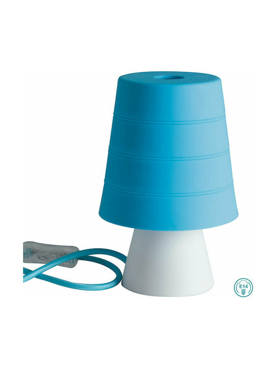 Fan Europe Plastic Table Lamp for Socket E14 with Blue Shade and White Base