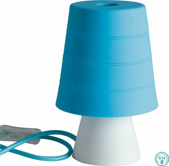 Fan Europe Plastic Table Lamp for Socket E14 with Blue Shade and White Base
