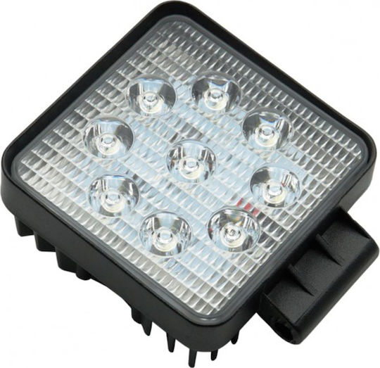 Squareς Waterproof Headlights Car LED Universal 9 - 30V 27W 8.4cm 1pcs