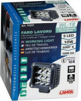 Lampa WL-18 Τετράγωνος Αδιάβροχος Προβολέας Αυτοκινήτου LED Universal 9-32V 10W 5.2cm 1τμχ