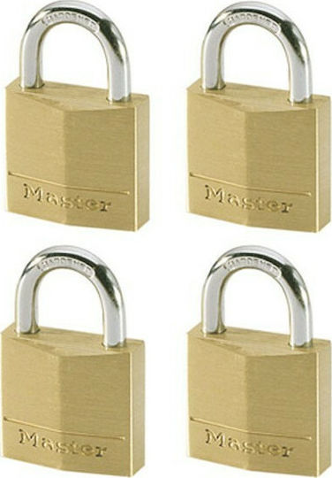 Master Lock 140EURQNOP Steel Padlock Brass with Key 40mm 4pcs 140440112