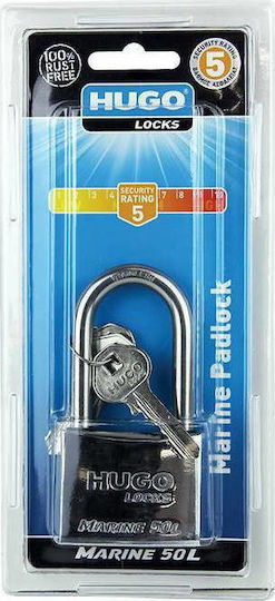 Hugo Locks Marine L Ατσάλινο Λουκέτο Μακρύλαιμο με Κλειδί 40mm