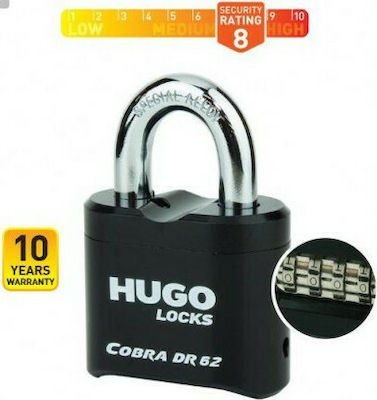 Hugo Locks DR 62P Cobra Ατσάλινο Λουκέτο Κρυμμένου Λαιμού με Κλειδί 62mm