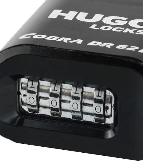 Hugo Locks Cobra DR62 Steel Padlock Brass Combination 62mm Black 1pcs