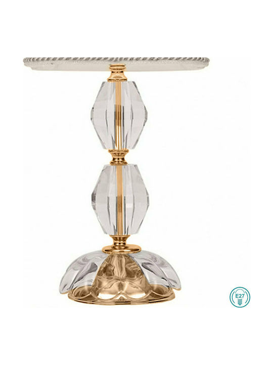 Fan Europe Riflesso-L1 ORO Crystal Table Lamp for Socket E14 with White Shade and Transparent Base