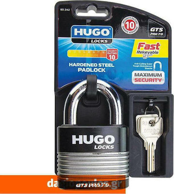 Hugo Locks GTS Pro 50 Stahl Vorhängeschloss Messing mit Schlüssel 50mm 1Stück