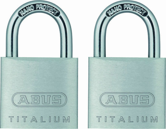 Abus Titalium 64ΤΙ Steel Padlock Brass with Key 30mm Silver 2pcs