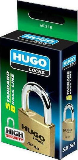 Hugo Locks Steel Padlock Brass with Key 25mm 1pcs