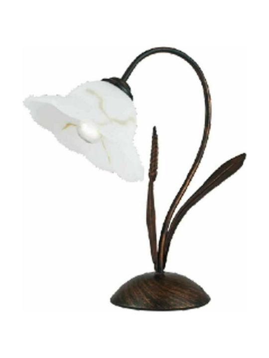 Fan Europe Byron Metal Table Lamp for Socket E27 with White Shade and Brown Base