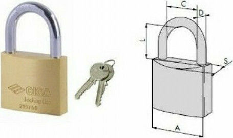 Cisa Месингово Лукето Заключване на скоба с ключ 30мм 1бр