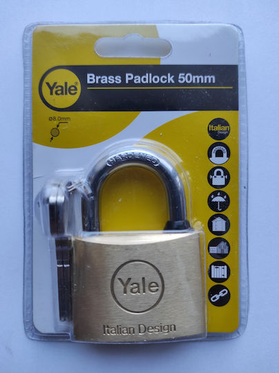 Yale Bronze Padlock Brass with Key 50mm 1pcs