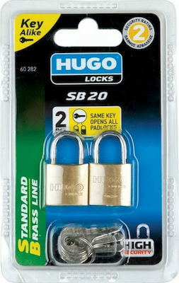 Hugo Locks SB 40 Bronz Lăcăt Încuietoare Shackle cu cheie 20mm 3buc