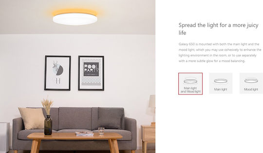 Yeelight Mi Ceiling Light 480 (White) Rund Draußen LED Panel 32W mit Warmes Weiß Licht 2700K