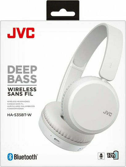 JVC HA-S35BT Bluetooth Wireless On Ear Headphones with 17 hours of Operation White