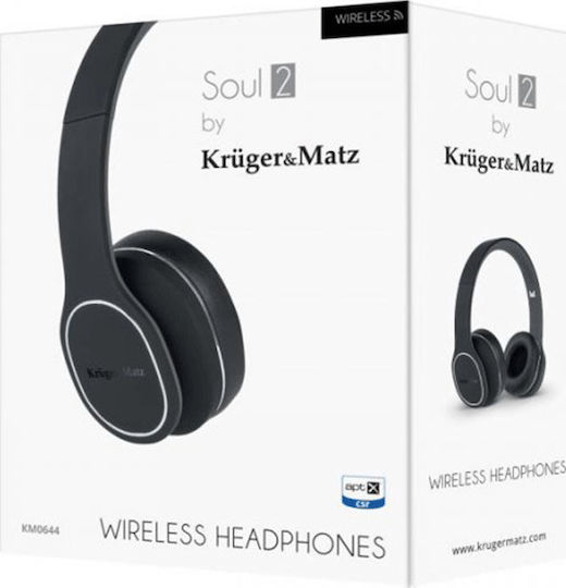 Kruger & Matz Soul 2 Ασύρματα Bluetooth On Ear Ακουστικά με 22 ώρες Λειτουργίας Μαύρα