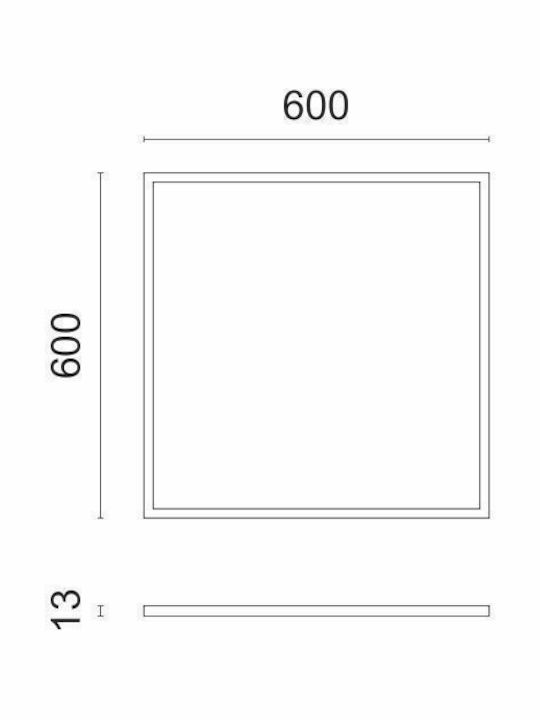Spot Light Square Recessed LED Panel 40W with Warm White Light 3000K 60x60cm