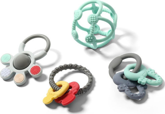 Babyono Teething Rattle for Teething Relief made of Silicone for 3 Months+