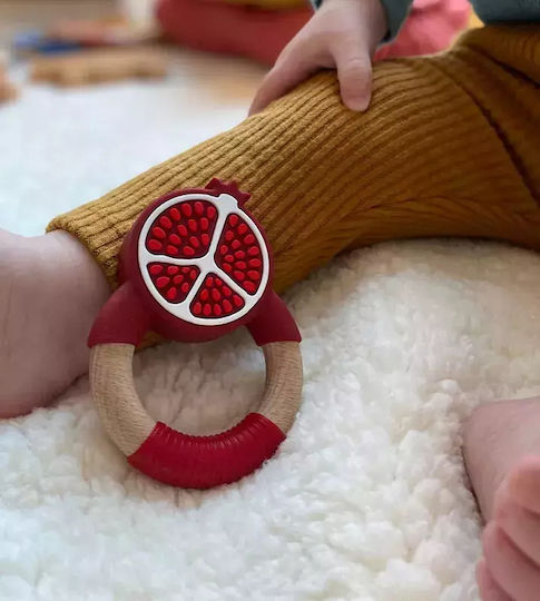 Nibbling Pomegranate Μασητικός Κρίκος Οδοντοφυΐας από Σιλικόνη για 3 m+