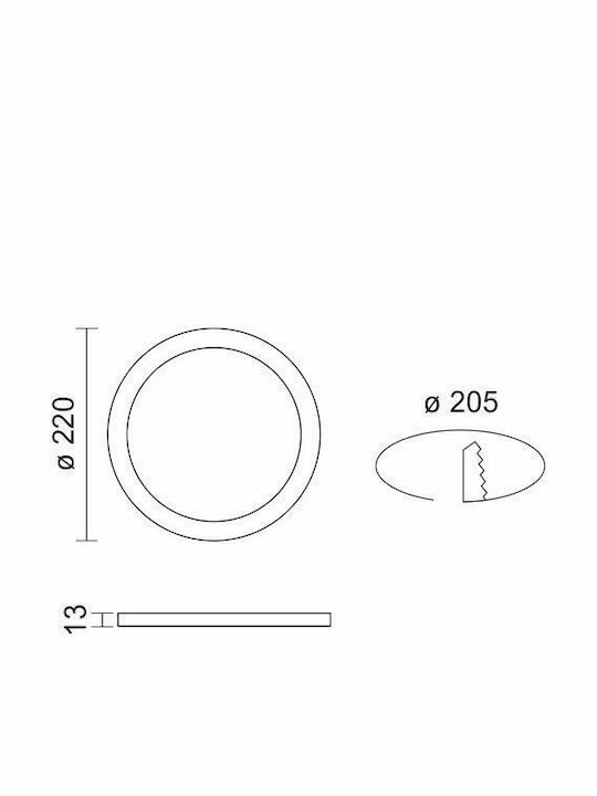 Spot Light Round Recessed LED Panel 18W with Cool White Light 6000K 22cm