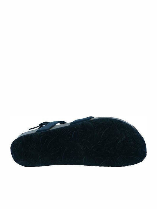 Leather Women's Flat Sandals Anatomic with Strap Black Apure