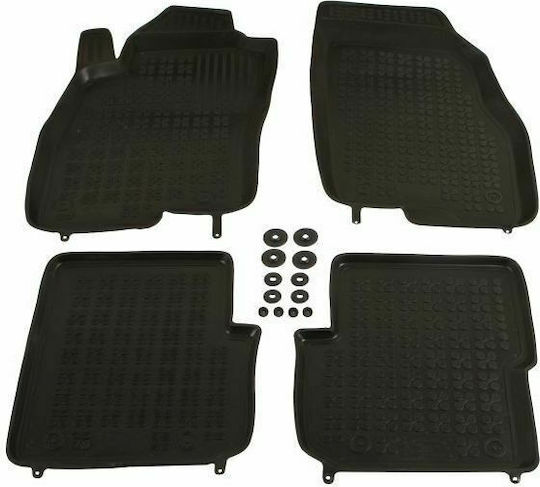 Rezaw Plast Set of Front and Rear Mats 4pcs Tray Type for Fiat Punto Evo 2009+ Black