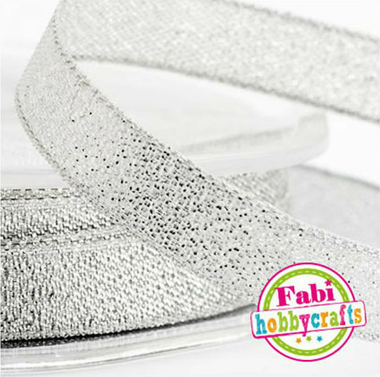 Fabi Ribbon Satin In Silver Colour Κορδέλα Lurex 1,5εκ. x 10μ. Ασημί 15mm 10m 1pcs