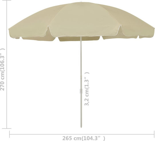 vidaXL Folding Beach Umbrella Diameter 3m with UV Protection Yellow