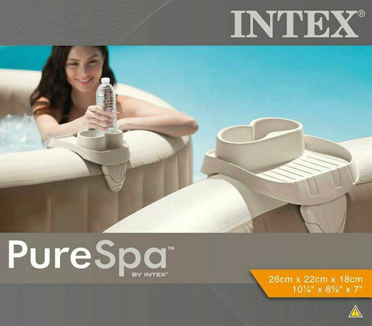 Intex Отделящ Сервитьорски Поднос За Спа Аксесоари За Басейн 18x26x22см Бежов