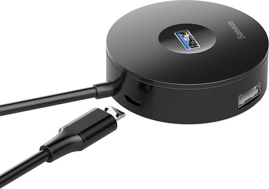 Baseus Round Box USB 3.0 Хъб 4 порта с връзка USB-A Черен