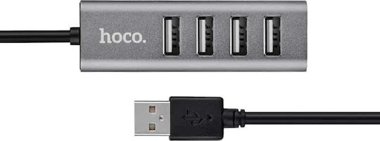 Hoco HB1 USB-Hub mit 4 Anschlüssen USB 2.0 mit USB-A Anschluss in Grau