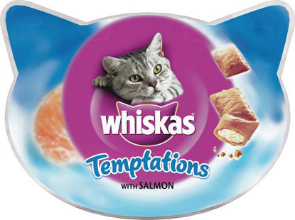 Whiskas Temptations Λιχουδιές με Σολομό Σολομός για Ενήλικες Γάτες 60gr
