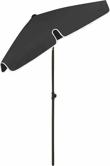 vidaXL Folding Beach Umbrella Diameter 1.8m with UV Protection Black