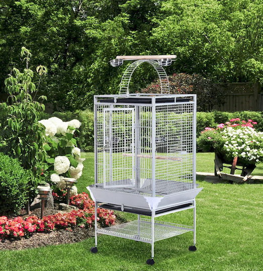 Pawhut Metallic Bird Cage Rolling Bird Cage 86x80x160cm 86x80x160cm